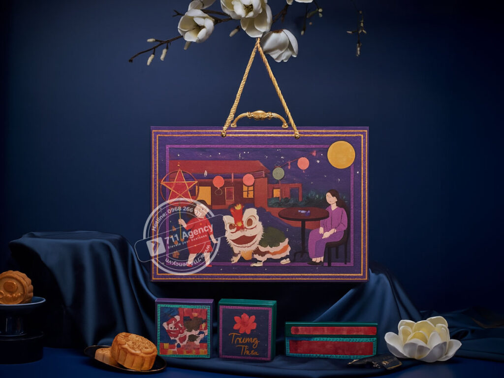 Hộp bánh Trung Thu có tay xách